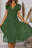 Sweet Elegant Dot Patchwork V Neck A Line Dresses