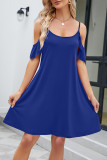 Elegant Solid Flounce U Neck Sling Dress Dresses