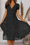 Sweet Elegant Dot Patchwork V Neck A Line Dresses