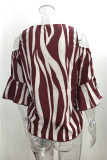 Casual Striped Contrast O Neck Tops