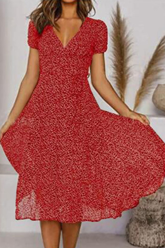 Sweet Elegant Dot Patchwork V Neck A Line Dresses