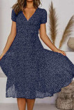 Sweet Elegant Dot Patchwork V Neck A Line Dresses