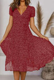 Sweet Elegant Dot Patchwork V Neck A Line Dresses