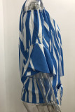 Casual Striped Contrast O Neck Tops