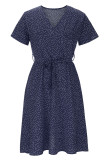 Sweet Elegant Dot Patchwork V Neck A Line Dresses