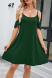 Elegant Solid Flounce U Neck Sling Dress Dresses