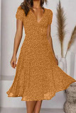 Sweet Elegant Dot Patchwork V Neck A Line Dresses