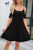 Elegant Solid Flounce U Neck Sling Dress Dresses