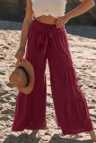 Casual Solid Bandage Fold Loose High Waist Wide Leg Solid Color Bottoms