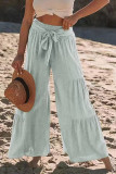 Casual Solid Bandage Fold Loose High Waist Wide Leg Solid Color Bottoms
