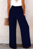Casual Solid Buttons Loose High Waist Wide Leg Solid Color Bottoms