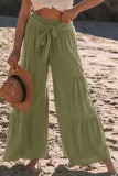 Casual Solid Bandage Fold Loose High Waist Wide Leg Solid Color Bottoms