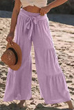 Casual Solid Bandage Fold Loose High Waist Wide Leg Solid Color Bottoms