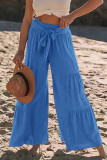 Casual Solid Bandage Fold Loose High Waist Wide Leg Solid Color Bottoms