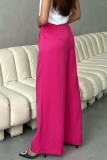 Casual Solid Pocket Loose High Waist Wide Leg Solid Color Bottoms