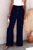 Casual Solid Buttons Loose High Waist Wide Leg Solid Color Bottoms