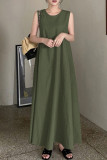 Casual Solid O Neck Vest Dress Dresses
