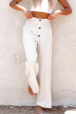 Casual Solid Buttons Loose High Waist Wide Leg Solid Color Bottoms