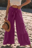 Casual Solid Bandage Fold Loose High Waist Wide Leg Solid Color Bottoms