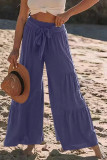 Casual Solid Bandage Fold Loose High Waist Wide Leg Solid Color Bottoms