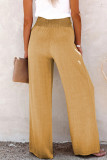 Casual Solid Buttons Loose High Waist Wide Leg Solid Color Bottoms