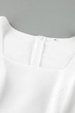 Sexy Casual Hollowed Out Slit Square Collar A Line Dresses