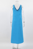 Casual Daily Solid Backless Slit V Neck Sleeveless Dress Dresses