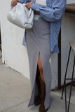 Street Elegant Solid Slit Regular High Waist Straight Solid Color Bottoms