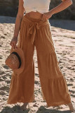 Casual Solid Bandage Fold Loose High Waist Wide Leg Solid Color Bottoms