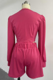 Casual Solid Buttons O Neck Long Sleeve Two Pieces