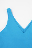 Casual Daily Solid Backless Slit V Neck Sleeveless Dress Dresses