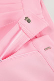 Casual Solid Pocket Loose High Waist Wide Leg Solid Color Bottoms