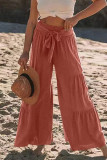 Casual Solid Bandage Fold Loose High Waist Wide Leg Solid Color Bottoms