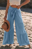 Casual Solid Bandage Fold Loose High Waist Wide Leg Solid Color Bottoms