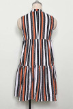 Casual Striped Patchwork V Neck A Line Dresses