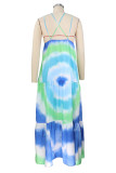 Sexy Print Flounce V Neck Sling Dress Dresses