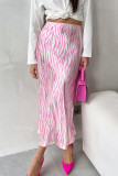 Elegant Zebra Print Patchwork Regular High Waist Full Print Bottoms