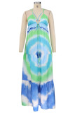 Sexy Print Flounce V Neck Sling Dress Dresses
