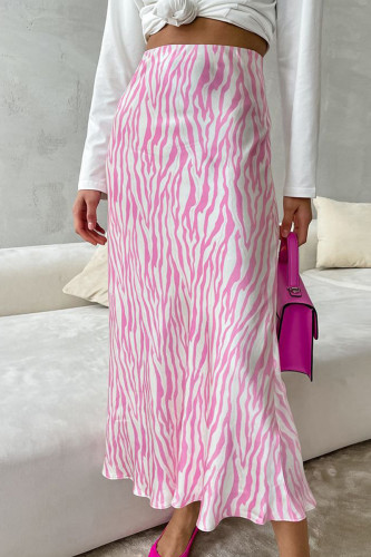 Elegant Zebra Print Patchwork Regular High Waist Full Print Bottoms
