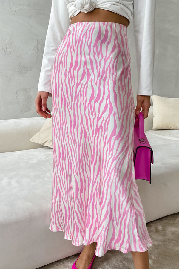 Elegant Zebra Print Patchwork Regular High Waist Full Print Bottoms