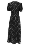 Elegant College Butterfly Print Patchwork V Neck A Line Dresses