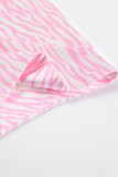 Elegant Zebra Print Patchwork Regular High Waist Full Print Bottoms