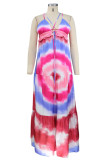 Sexy Print Flounce V Neck Sling Dress Dresses