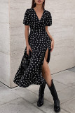 Elegant College Butterfly Print Patchwork V Neck A Line Dresses