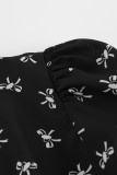 Elegant College Butterfly Print Patchwork V Neck A Line Dresses