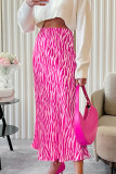 Elegant Zebra Print Patchwork Regular High Waist Full Print Bottoms