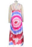 Sexy Print Flounce V Neck Sling Dress Dresses