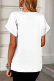 Daily Simplicity Solid Pocket V Neck T-Shirts