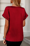 Daily Simplicity Solid Pocket V Neck T-Shirts