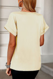 Daily Simplicity Solid Pocket V Neck T-Shirts